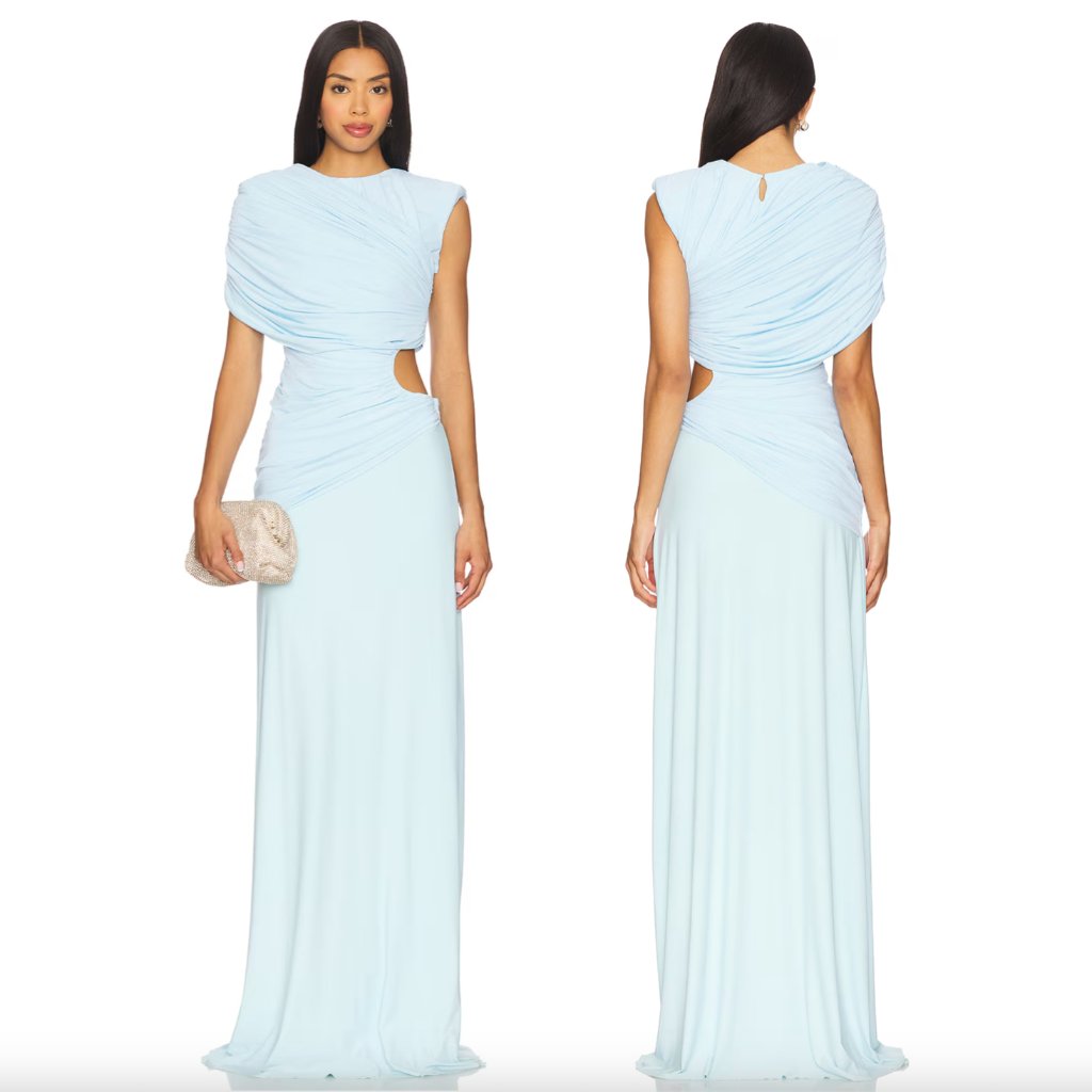 Deme By Gabriella Lisette Dress In Icy Blue Light Ice Powder Formal Gown Xs
